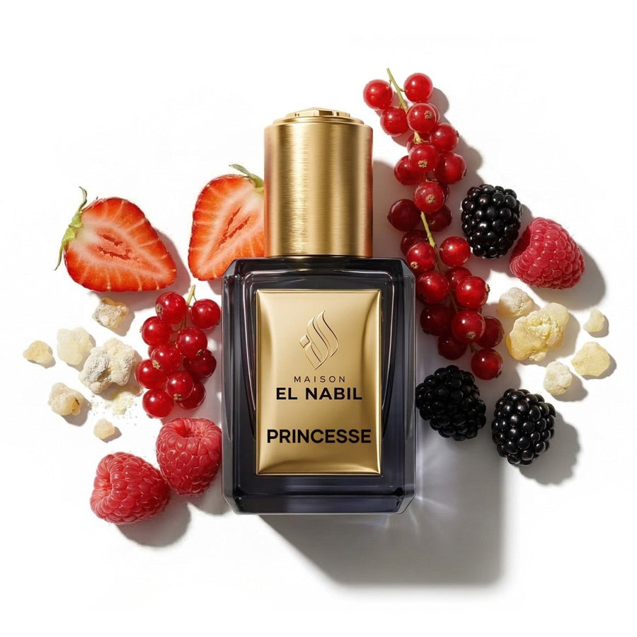 Parfum Nabil Roll-On Musc Princesse 5ml, flacon élégant avec bille pour application facile et parfum floral doux.