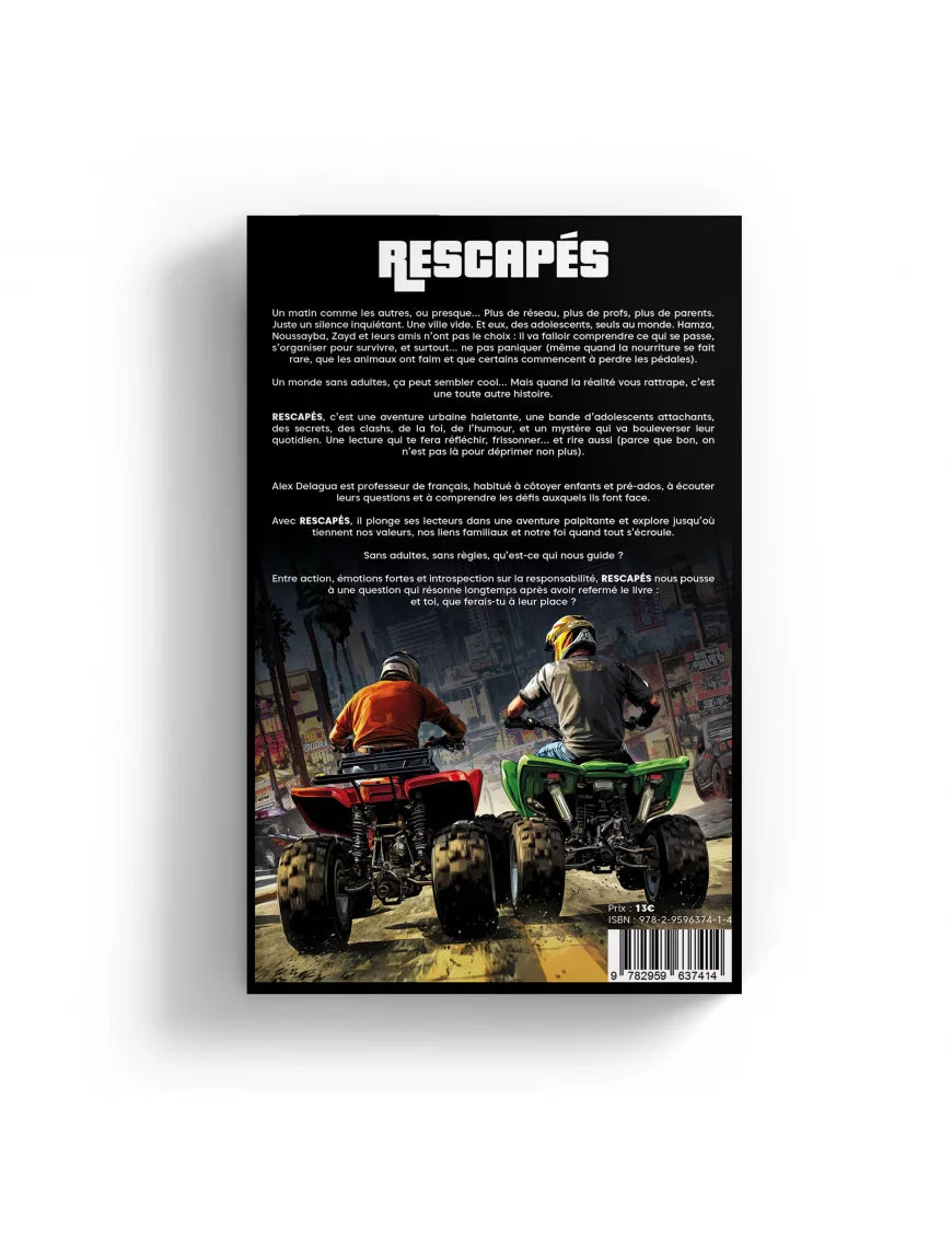 Livre "Rescapés" d'Alex Delagua, publié par Éditions Chamal, avec une couverture illustrée en couleur.