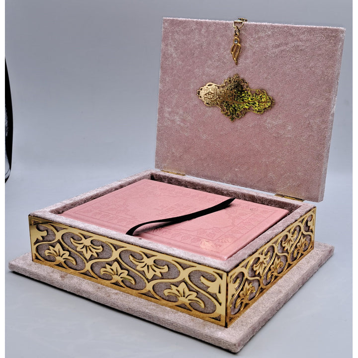 COFFRET CORAN LUXE + Coran FR/AR - Couleur Rose