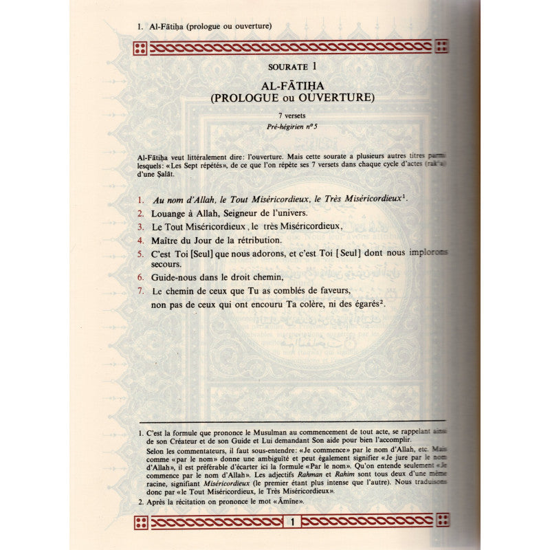 Coran arabe-français grand format 19x22 en vert, édition Sana, livre religieux avec texte en arabe et français.