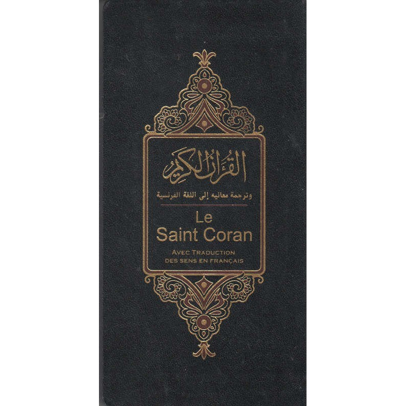 Le Saint Coran en format poche long avec traduction en français, édition Sana, contenant le Coran Hafs en arabe et français.