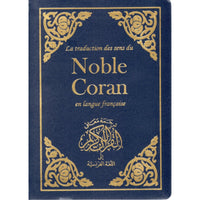 Coran en français de Sana, format poche 12x17 cm, couverture bleue souple, livre religieux avec texte arabe et traduction française.