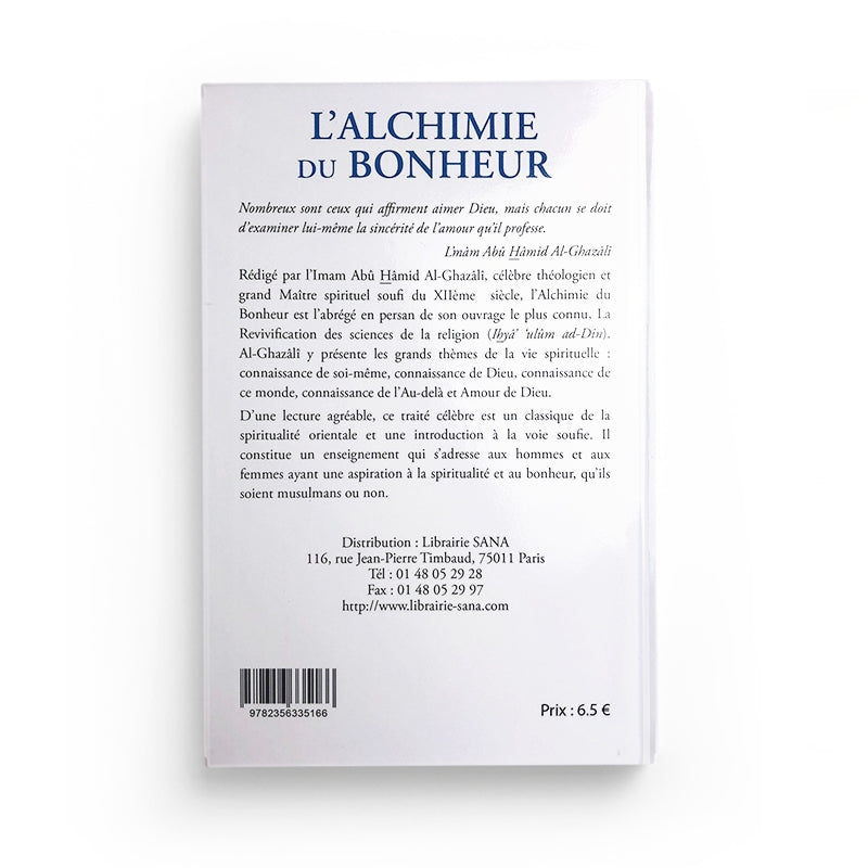 Couverture du livre "L'Alchimie du Bonheur" par Sana Edition, avec titre visible et design élégant.