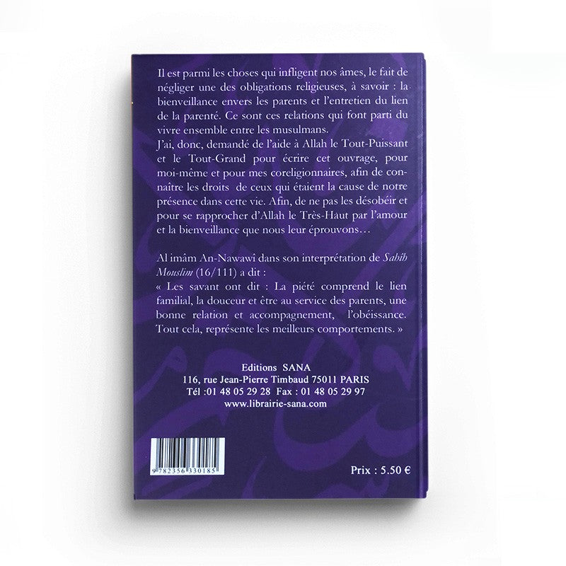 Livre "La Bienveillance envers les Parents" de Sana Edition, couverture avec titre et design sobre.