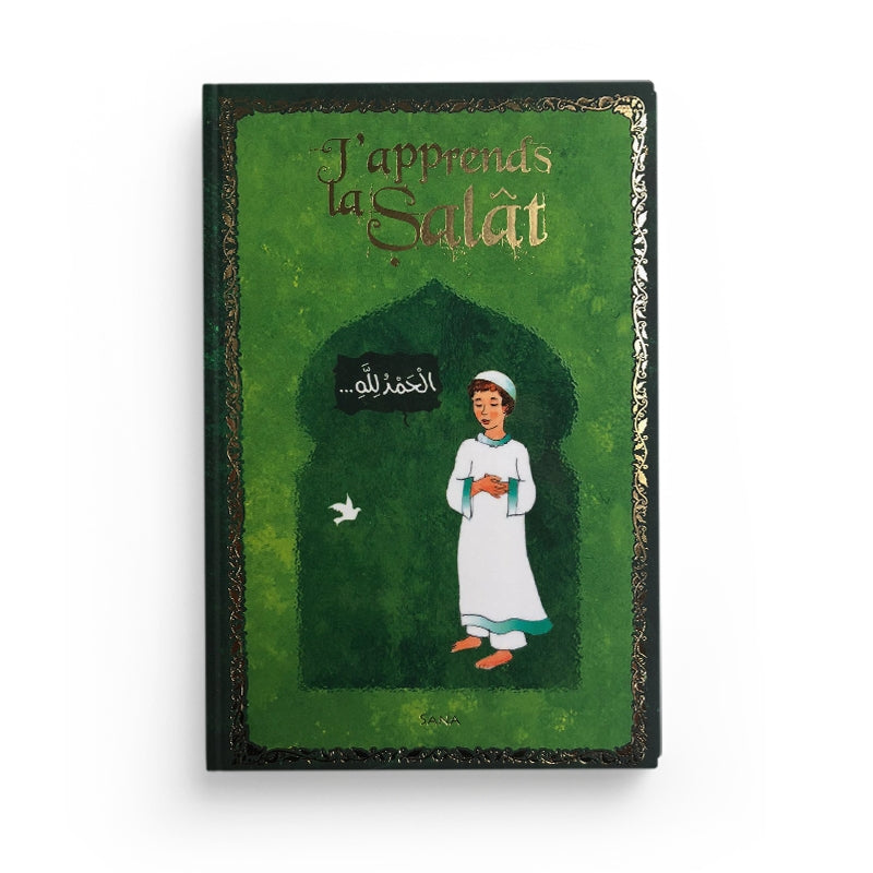 Livre pour enfant "J'apprends la Salât" version garçon, format poche, par Mahrez L'Andoulsi, éditions Sana, avec couverture colorée.