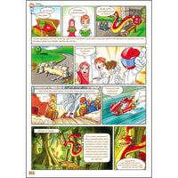 Livre pour enfants SanaKids La Grande Course Vers Le Paradis, bande dessinée avec jeux éducatifs, couverture colorée et illustrée.