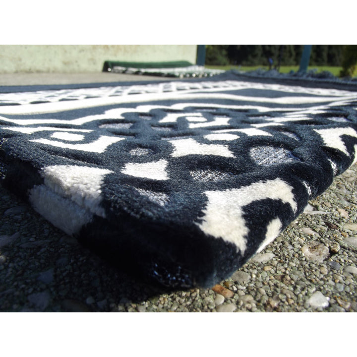 Tapis de Prière - Contour Géométrique - Couleur Bleu Marine