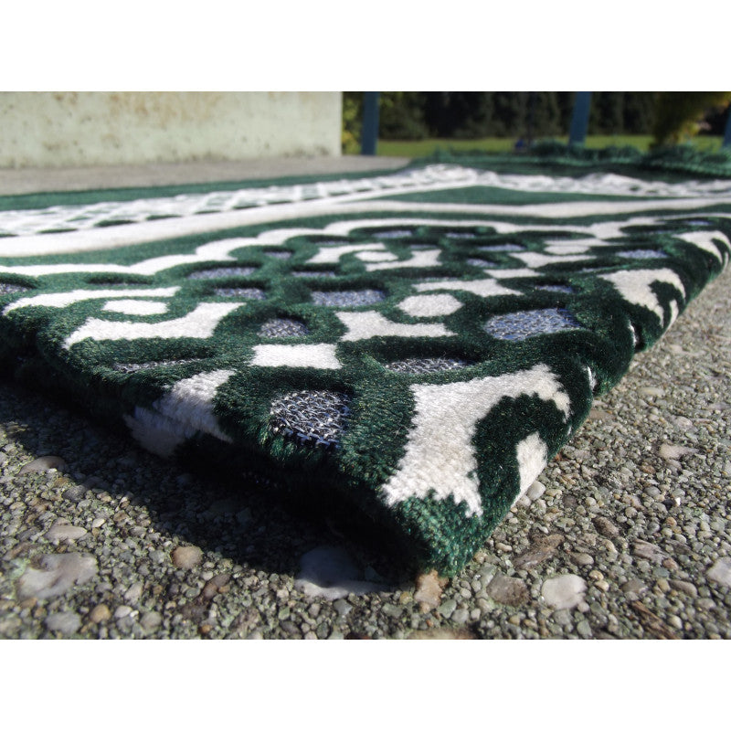 Tapis de Prière - Contour Géométrique - Couleur Vert - Librairie Al Minhaj