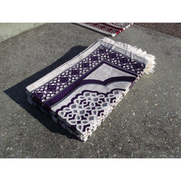 Tapis de Prière - Contour Géométrique - Fond Blanc - Couleur Violet - Librairie Al Minhaj