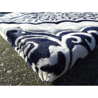 Tapis de Prière épais, Grande Taille (117 x 82 cm), Confortable - Fond Blanc & Motif Bleu - Librairie Al Minhaj