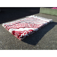 Tapis de Prière épais, Grande Taille (117 x 82 cm), Confortable - Fond Blanc & Motif Rouge - Librairie Al Minhaj