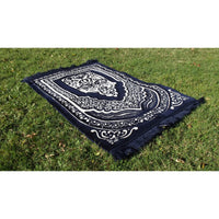 Tapis de Prière épais, Grande Taille (117 x 82 cm), Confortable - Fond Bleu & Motif Blanc - Librairie Al Minhaj