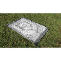 Tapis de Prière épais, Grande Taille (117 x 82 cm), Confortable - Fond Gris & Motif Blanc - Librairie Al Minhaj