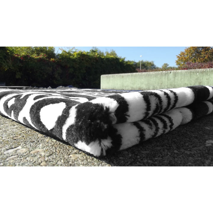 Tapis de Prière épais, Grande Taille (117 x 82 cm), Confortable - Fond Noir & Motif Blanc