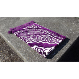 Tapis de Prière épais, Grande Taille (117 x 82 cm), Confortable - Fond Violet & Motif Blanc - Librairie Al Minhaj