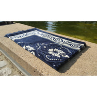 Tapis de Prière - Motif Fleurs - Couleur Bleu Marine - Librairie Al Minhaj