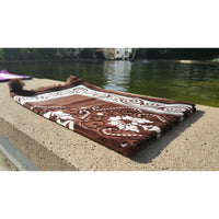 Tapis de Prière - Motif Fleurs - Couleur Marron - Librairie Al Minhaj