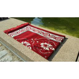 Tapis de Prière - Motif Fleurs - Couleur Rouge - Librairie Al Minhaj