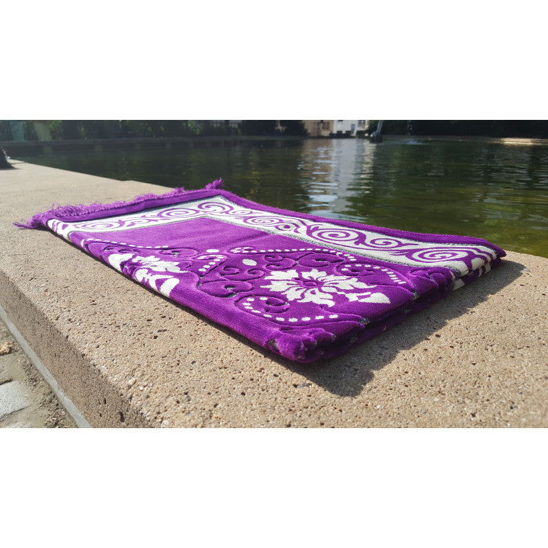 Tapis de Prière - Motif Fleurs - Couleur Violet - Librairie Al Minhaj