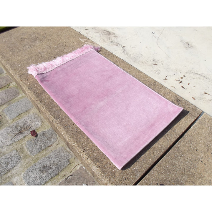 Tapis De Prière Velours Luxe Couleur Unie - ROSE PASTEL