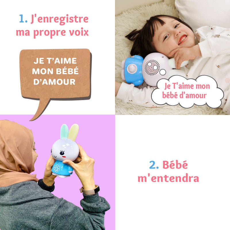 Jeu électronique pour enfant Alilou Le Petit Lapinou Mouslim de SanaKids, jouet veilleuse éducatif bleu pour enfants musulmans.