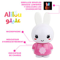 Jeu électronique pour enfants SanaKids ALILOU Le Petit Lapinou Mouslim, jouet veilleuse éducatif bleu pour enfants musulmans.