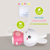 Jeu électronique pour enfants Alilou Le Petit Lapinou Mouslim de SanaKids, jouet veilleuse éducatif bleu pour enfants musulmans.