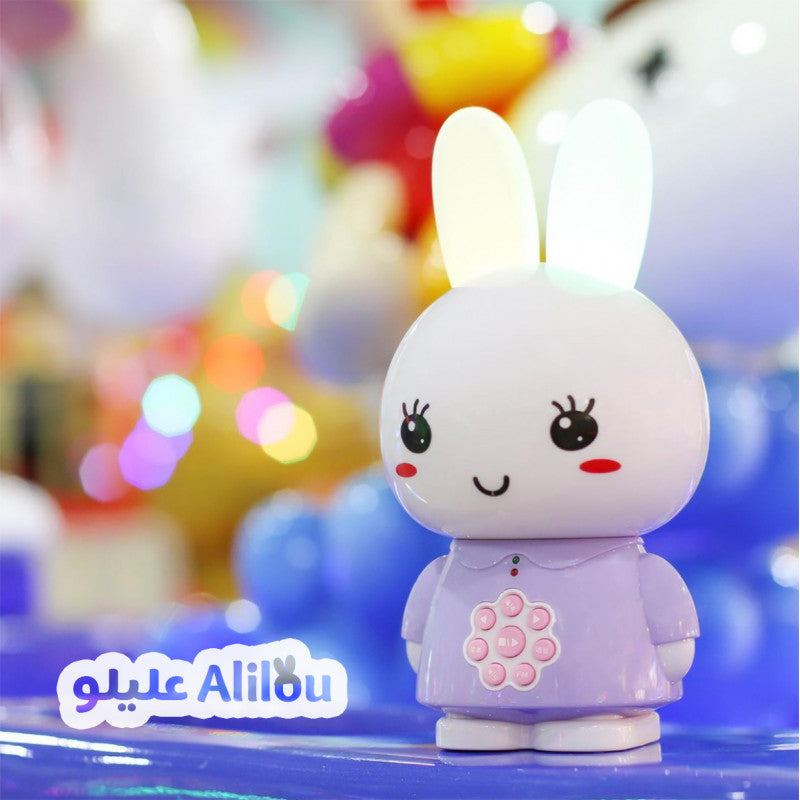 Jeu électronique enfant SanaKids ALILOU Le Petit Lapinou Mouslim, veilleuse ludo-éducative bleue pour enfants musulmans.