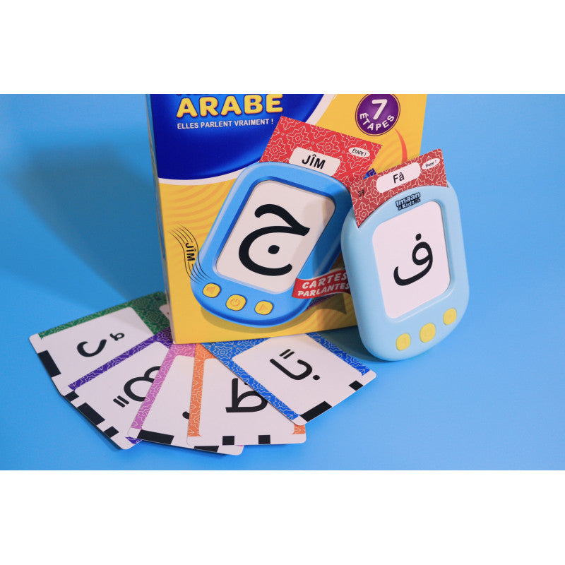 Cartes flash parlantes de l'alphabet arabe pour enfants, jeu électronique éducatif de la marque SanaKids.