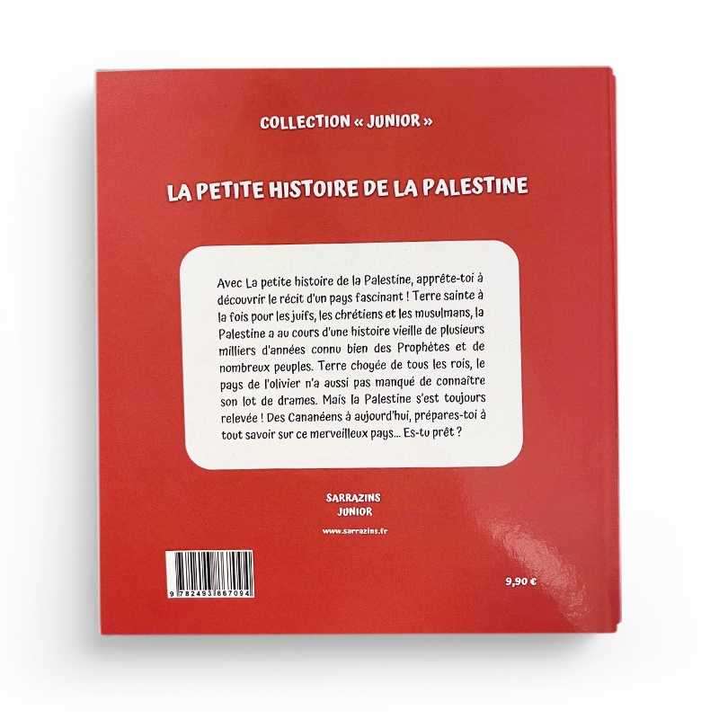 Livre enfant "La Petite Histoire de la Palestine" par Renaud K, édité par Sarrazins, ouvert montrant la couverture colorée.