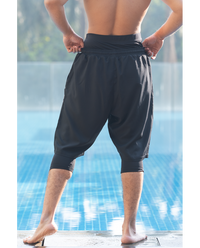 Short de bain pour homme WASSAT Akwatik en noir, bleu et vert, vêtement de plage léger et confortable pour homme.
