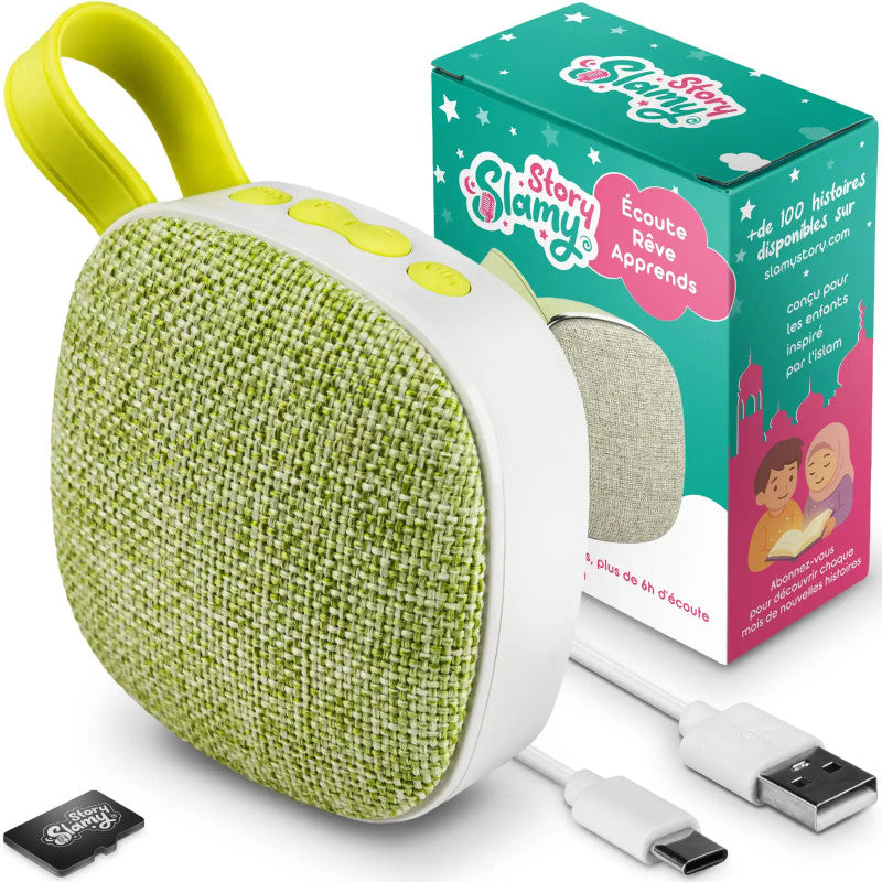 Jeu électronique SlamyStory Conteuse Audio Éducative Islamique pour enfants, modèle Jardin de Sagesse, en vert.