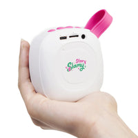 Jeu électronique SlamyStory Conteuse Audio Éducative Islamique pour enfants, modèle Rose des Rêves, avec écran et boutons colorés.