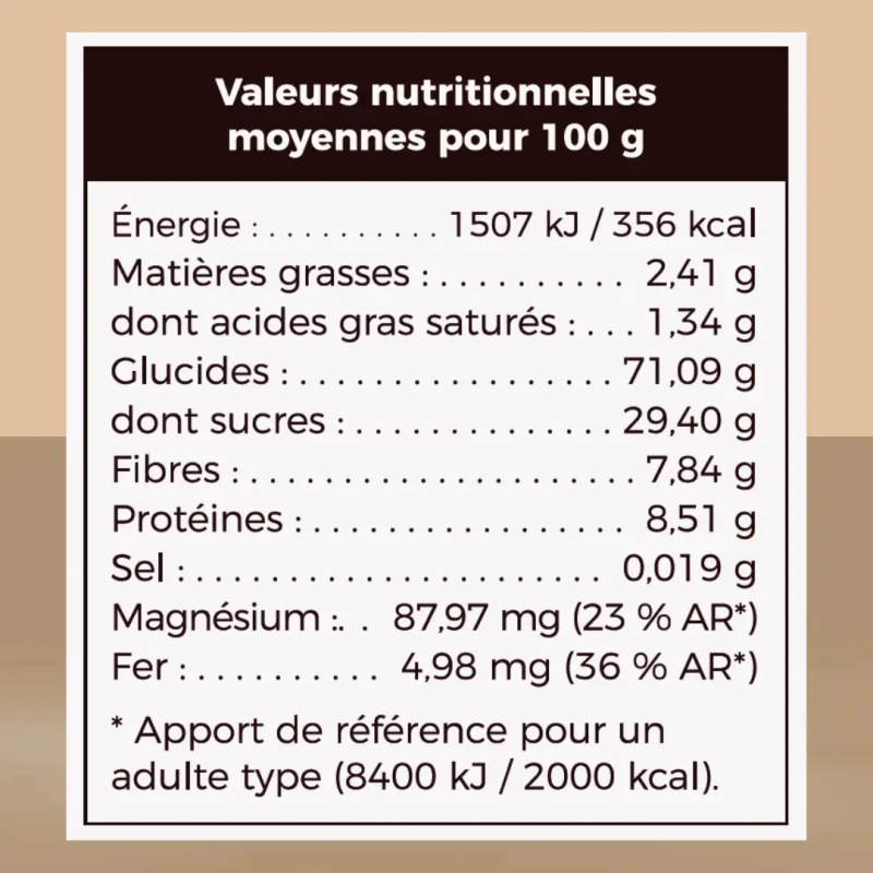Porridge bio au chocolat Mufeed, traditionnel à l’orge, 335 g, pour un petit-déjeuner sain et nutritif.