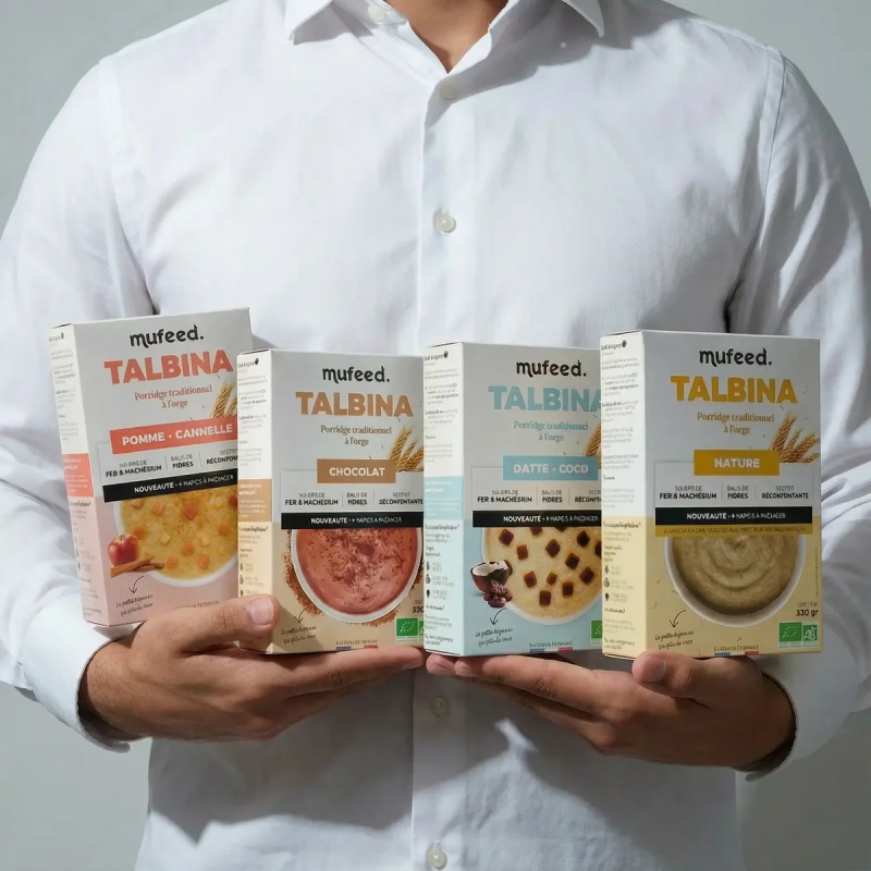 Porridge traditionnel bio Talbina Mufeed à l’orge, datte et coco, prêt à l’emploi pour un petit-déjeuner sain, 335 g