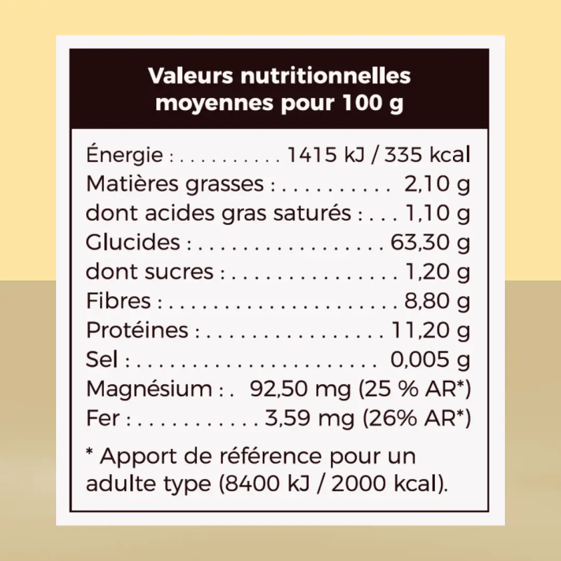 Porridge traditionnel à l’orge Talbina Bio Nature de Mufeed, contenant 335 g, présenté dans un bol avec flocons d’orge.