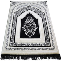 Tapis de prière en microfibre noir Sana Edition, confort orthopédique, très grande épaisseur de 2,5 cm, douceur et soutien.