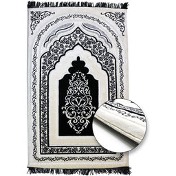 Tapis de prière en microfibre noir, confort orthopédique, très grande épaisseur de 25 cm, par Sana Edition.