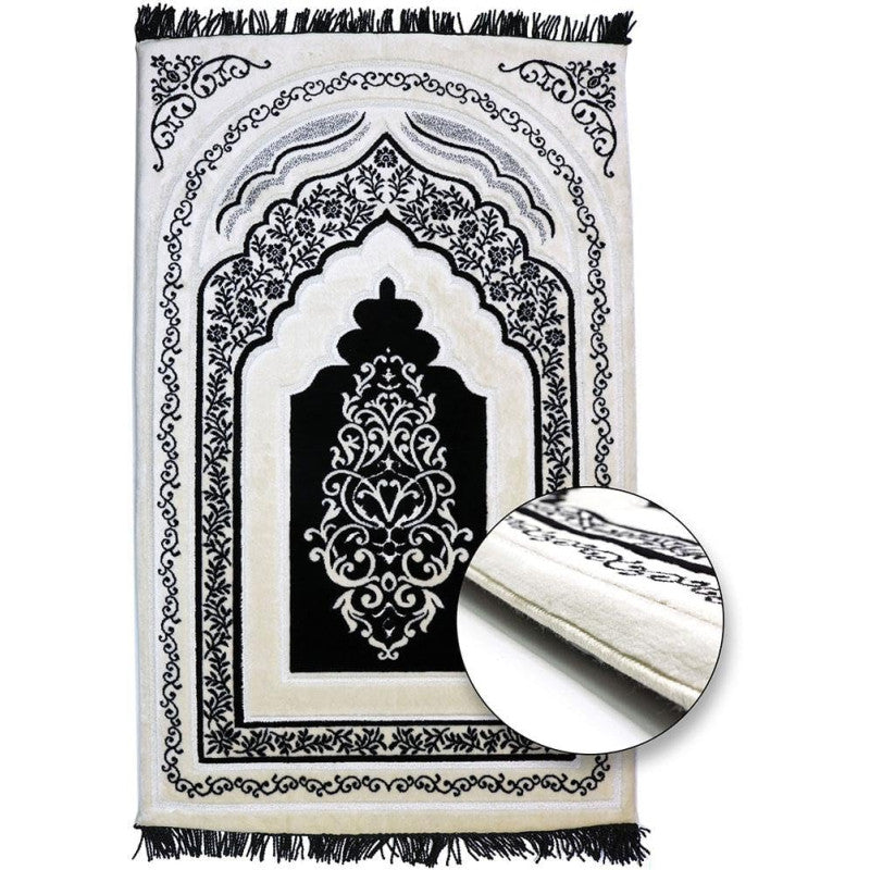 Tapis de prière en microfibre noir, confort orthopédique, très grande épaisseur de 25 cm, par Sana Edition.