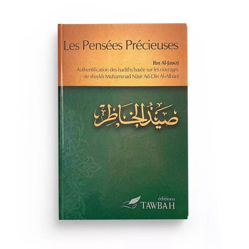 Livre Tawbah Edition Les Pensées Précieuses d'Ibn al-Jawzî, couverture avec titre en arabe et design élégant.