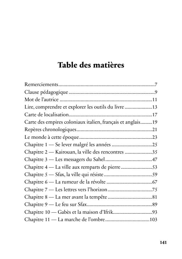 Table des matières du Tome 2 La Révolte fidèle sur Ali Ben Khalifa – page 1